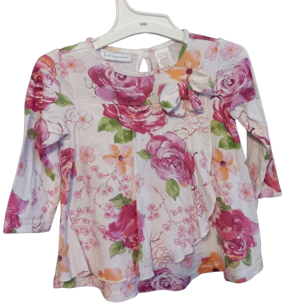 First Impressions Floral Long Sleeve Tee - Pink and Green